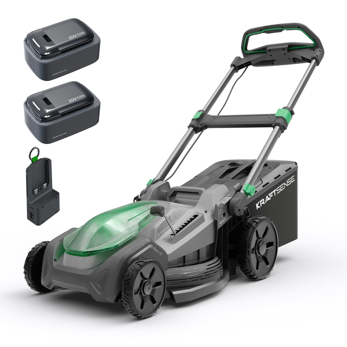 Kraftsense U20X Slim 40V Brushless Cordless Lawn Mower 21" with 2×8.0Ah Batteries