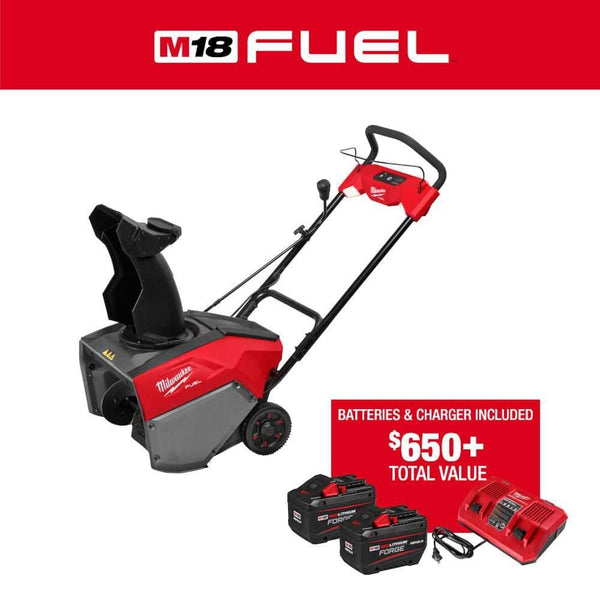 Milwaukee M18 FUEL 18V 21 in. Cordless Dual Battery Auger Propelled Single Stage Snow Blower w/ (2) 12.0 Ah Batteries, Charger 3036-22HD