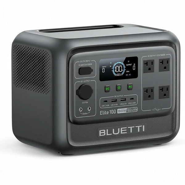 BLUETTI Elite 100 V2 Portable Power Station, 1024Wh LFP Battery Backup w/ 4 1800W AC Ports (3600W Surge), 35% Smaller, Fast Charge and UPS Solar Generator for Camping, Road Trip, Outages, Home Backup