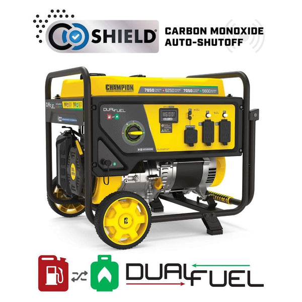 Champion Power Equipment 7850/6250-Watt Recoil Start Dual Fuel Portable Generator w/ Free 3-Year Warranty for Home Backup and Storm Prep 201463